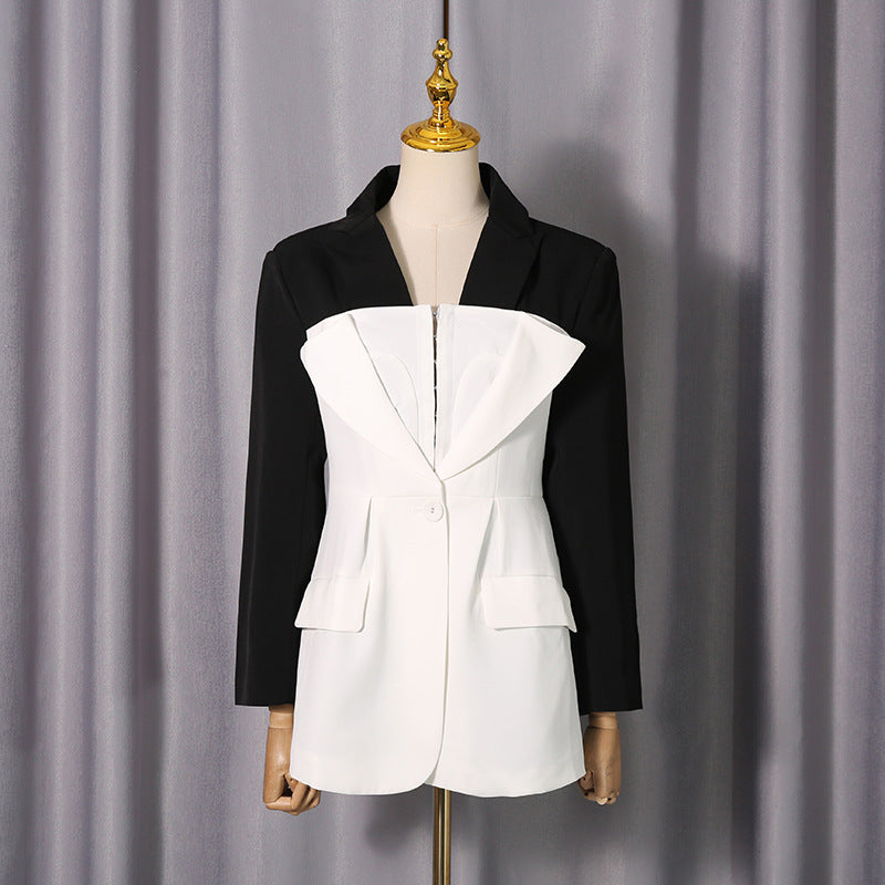 Women's Irregular Color Matching Personality Commute Style Blazers