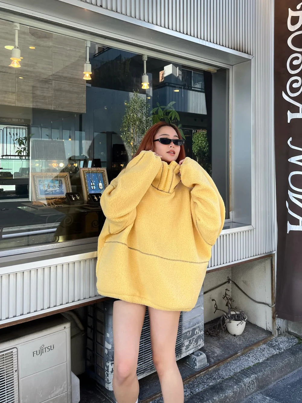 Plush Pullover Loose Zip Long Sleeve Lamb Sweaters