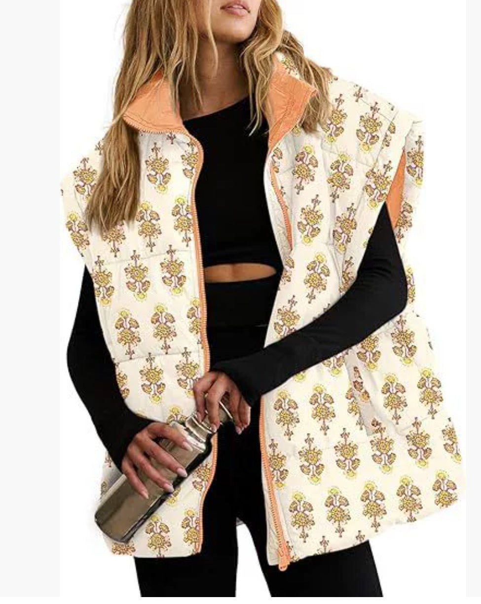 Women's Fashion Solid Color Zipper Pocket Stand-up Vests