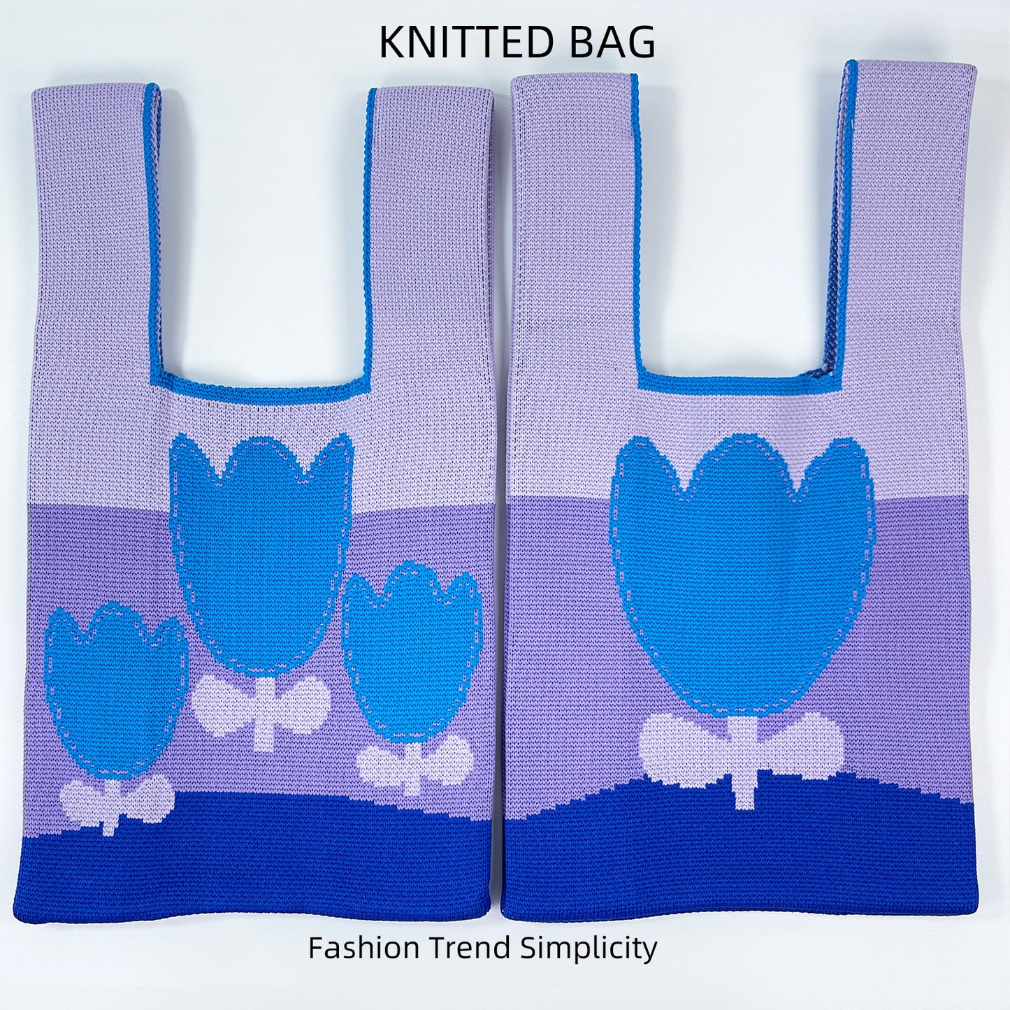 Women's Flower Knitted Large Capacity Totes Wrist Handbags