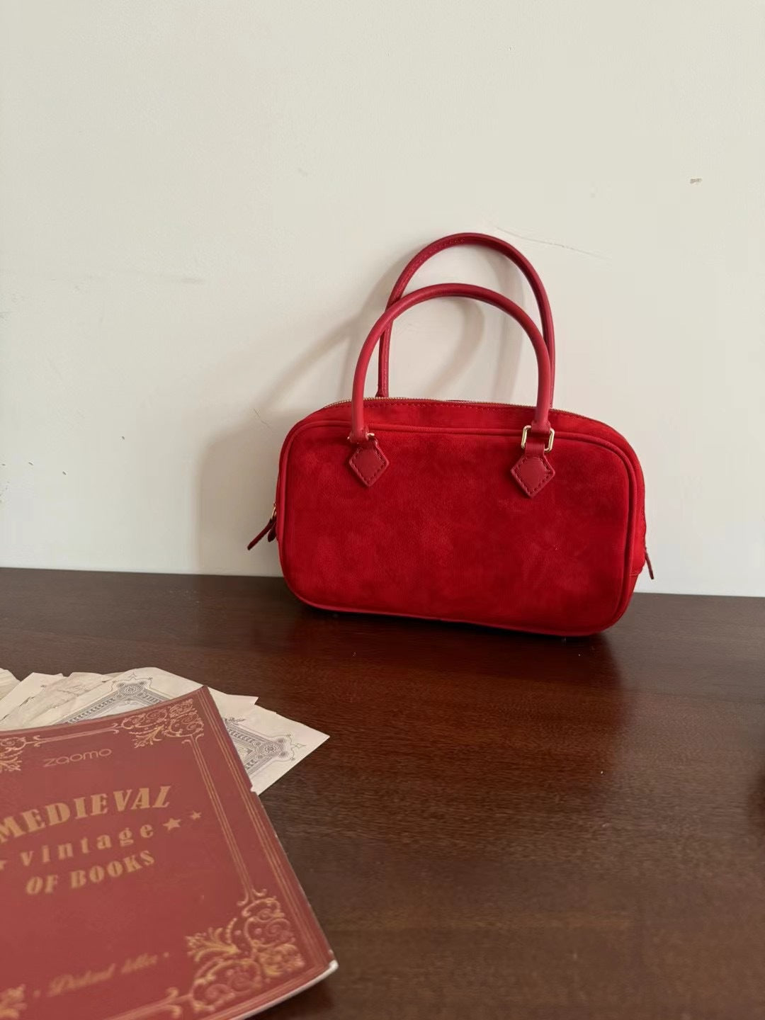 Attractive Suede Boston Pillow Feather Bowling Bags