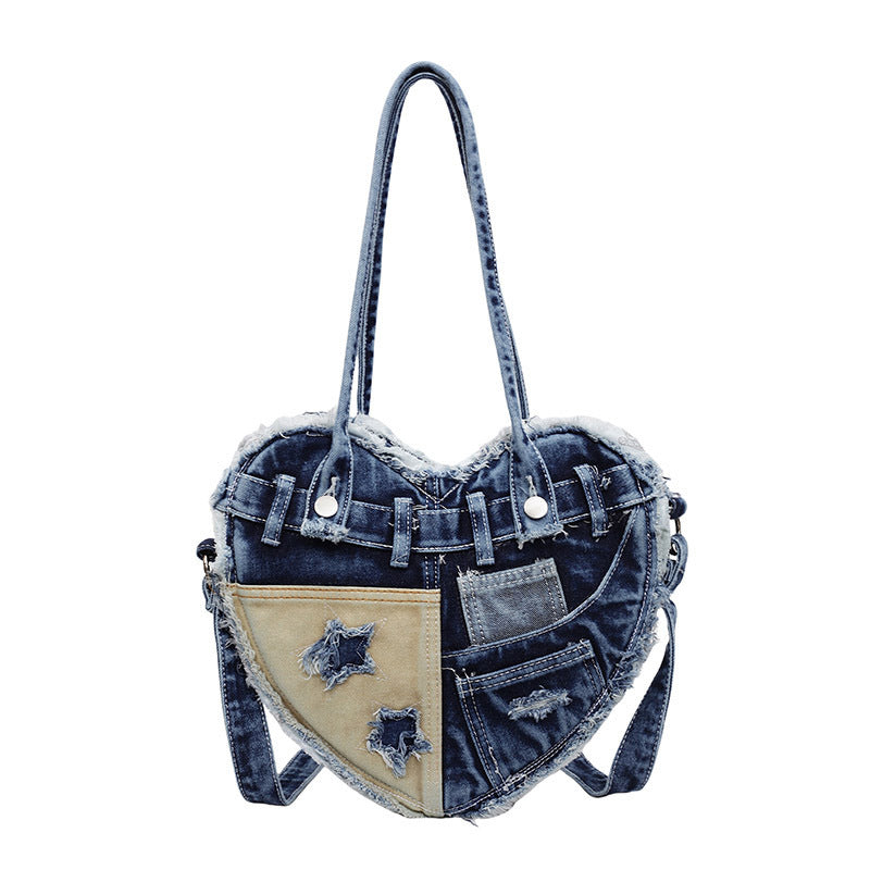 Women's Heart Vintage Distressed Underarm Design Bags