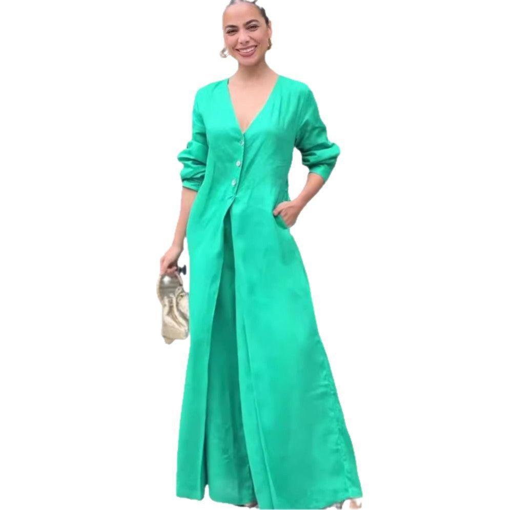 Women's Summer Solid Color Long Sleeve Sexy Fashion Jumpsuits