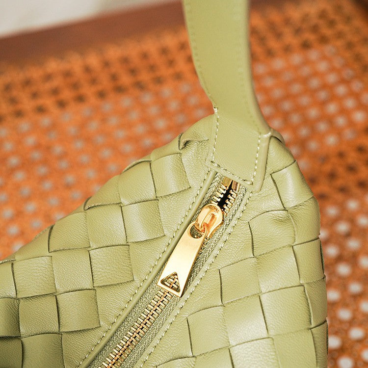 Women's Leather Soft Sheepskin Woven Elegant Commuter Handbags