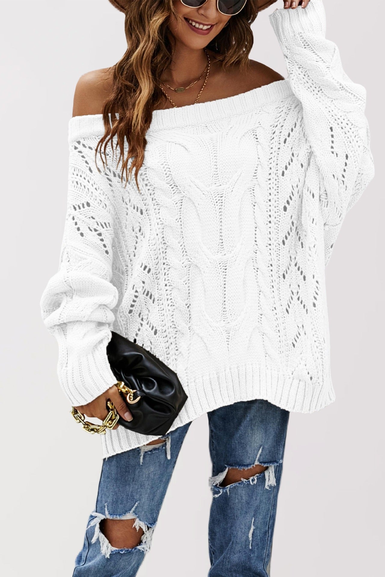 Women's Large Loose Solid Color Pullover Sweaters