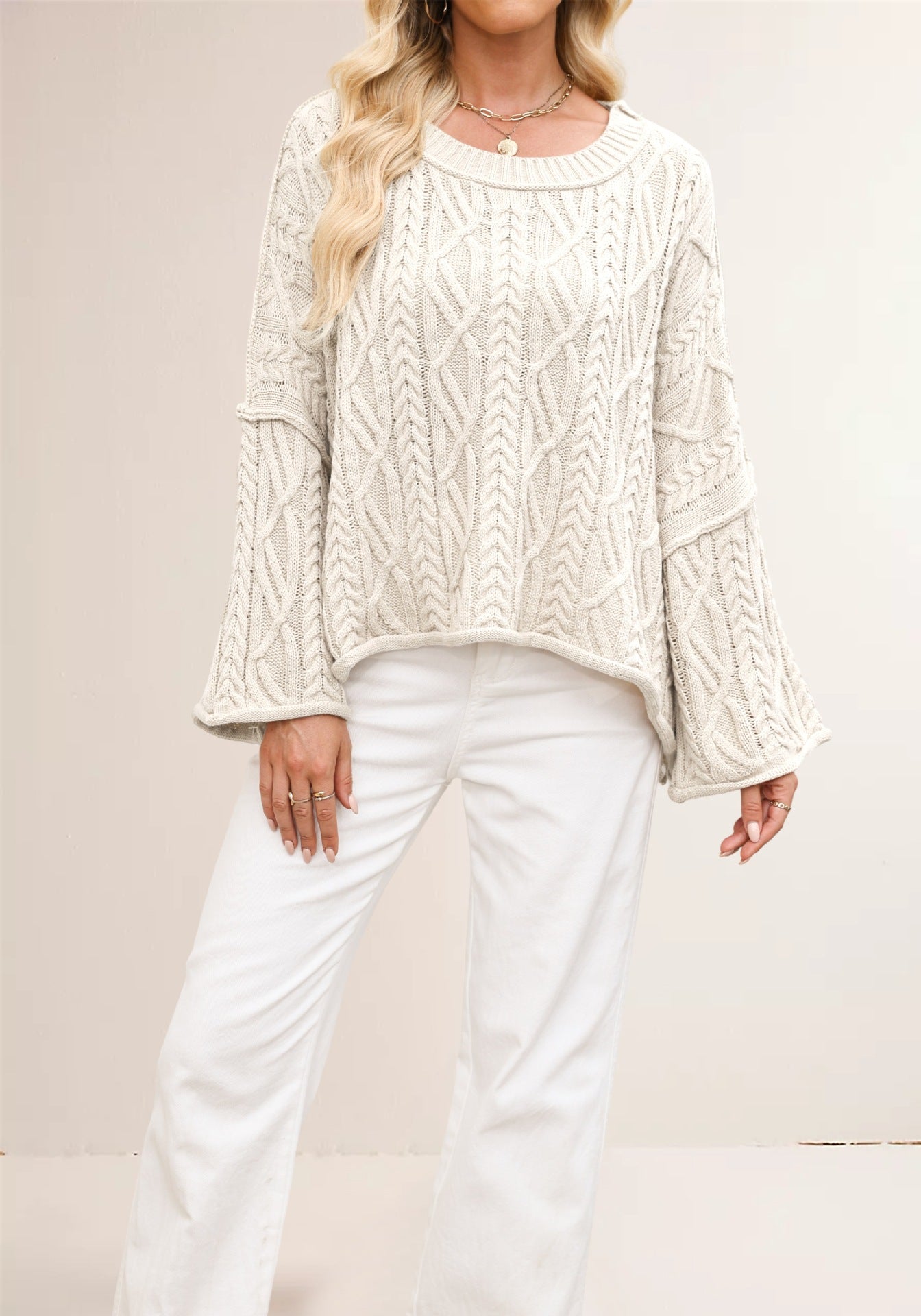 Women's Classy Cable Loose-fitting Solid Color Sweaters