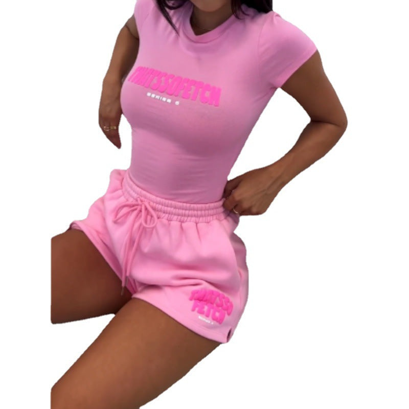 Women's Summer Fashion Casual Letter Print Short-sleeved Suits