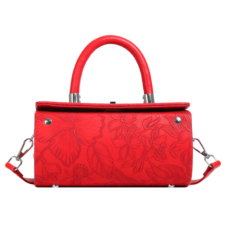 Women's Box Fashion Embossing Portable Advanced Texture Crossbody Bags