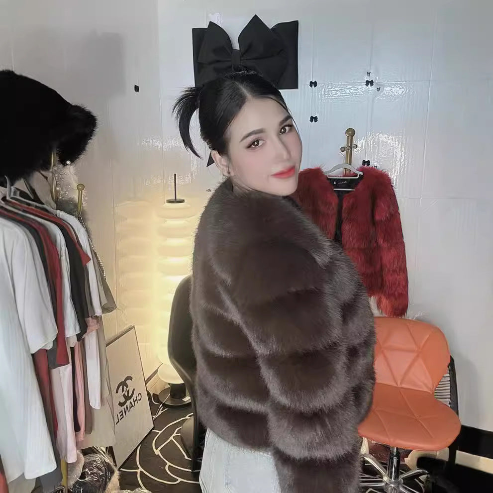 Fur Imitation Fox Stitching Winter Thickened Coats