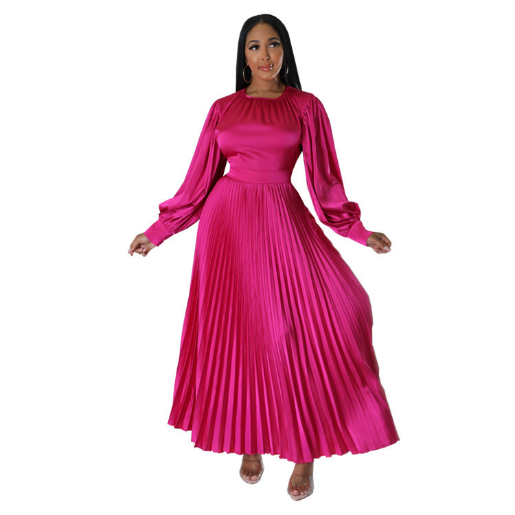 Women's Trendy Casual Pleated Long Dress Dresses