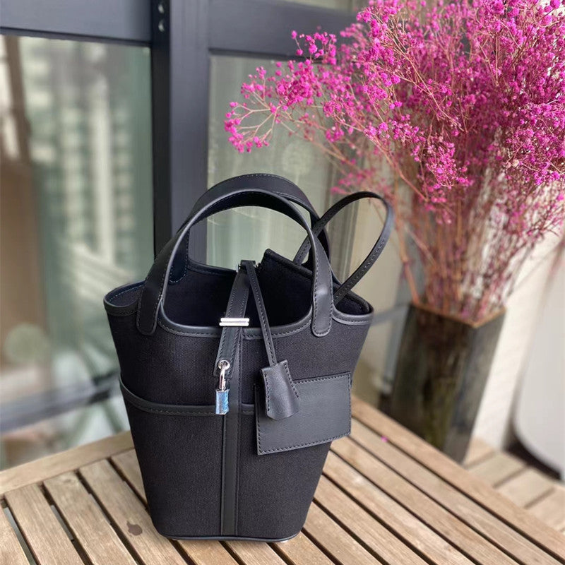 Attractive Canvas Vegetable Basket Pocket Fashion Bucket Bags