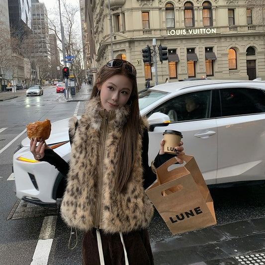 Leopard Cute Gradient Snow Milk Faux Blouses