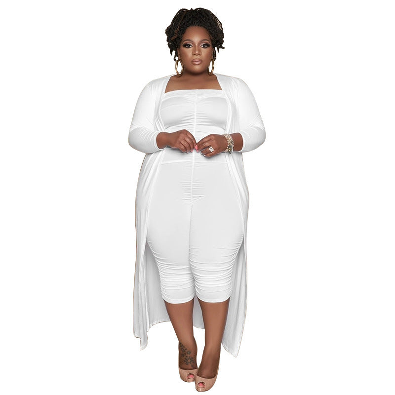 Women's Spring Fat Fashion Two-piece Hip Tight Suits