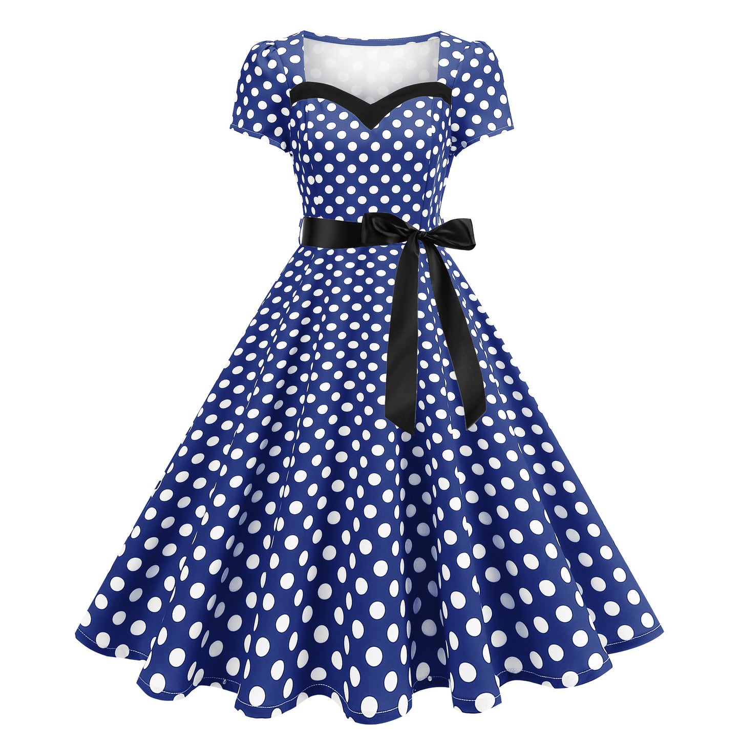 Women's Wear Hepburn Style Dress Sleeve Large Swing Polka Dresses