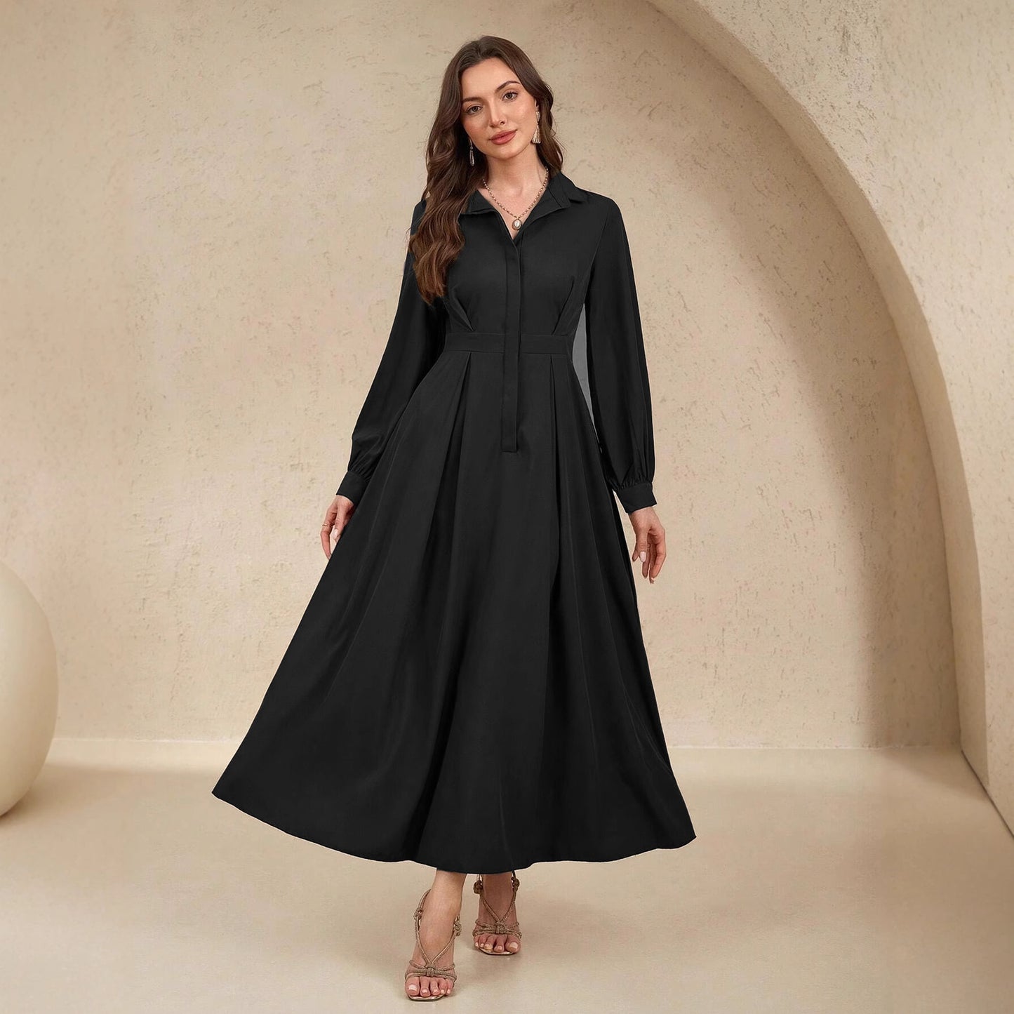 Women's Sleeve Fashion Elegant Big Hem Business Dress