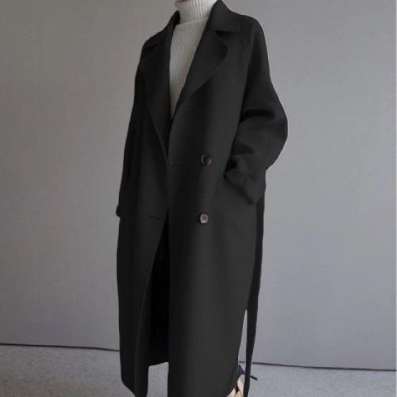 Mid-length Beige Woolen Long Style Below Coats