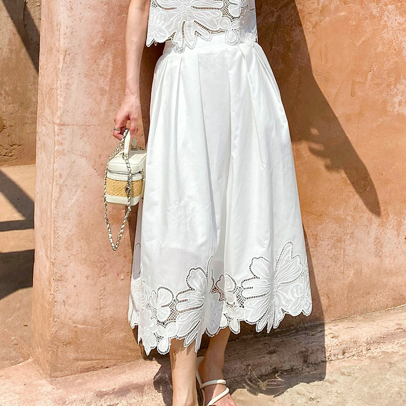 Women's Summer French Hollow Embroidered Classic Style Suits