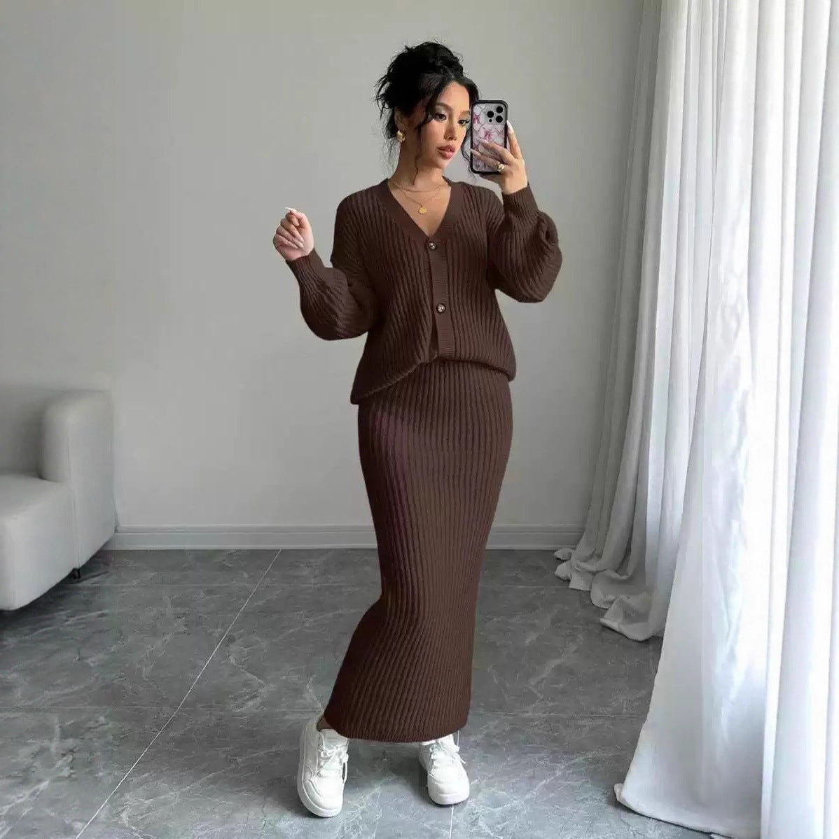 Women's Winter Casual Knitted Long Dress Idle Sweaters