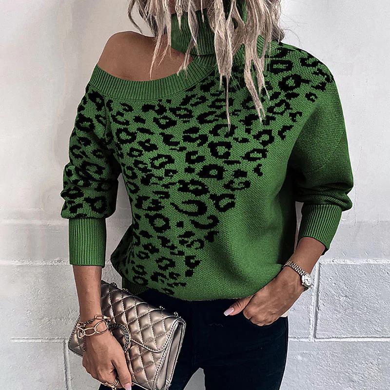 Women's Fashion Wear Leopard Print Long Sleeve Sweaters