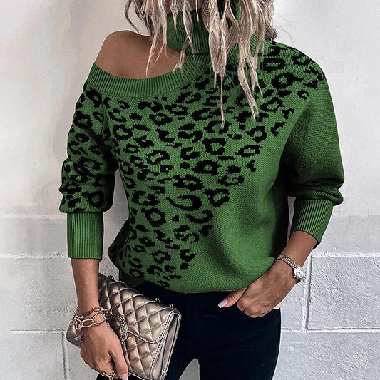 Women's Fashion Wear Leopard Print Long Sleeve Sweaters