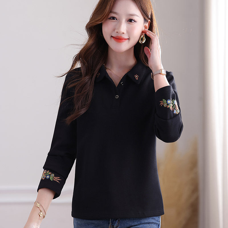 Women's Long-sleeved T-shirt Outer Wear Mother's National Style Women's Sweater, Sweater