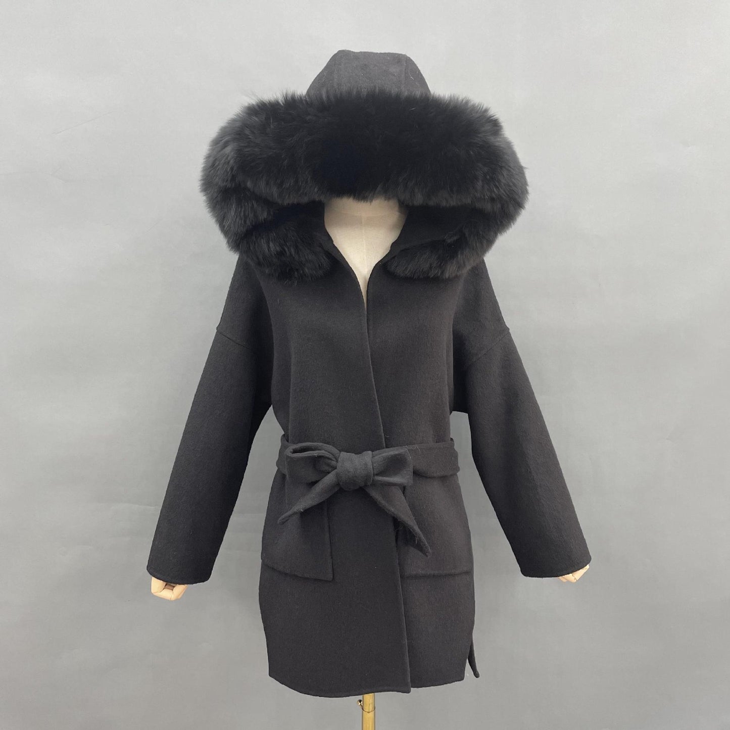 Women's Fox Fur Collar Detachable Fluffy Reversible Coats