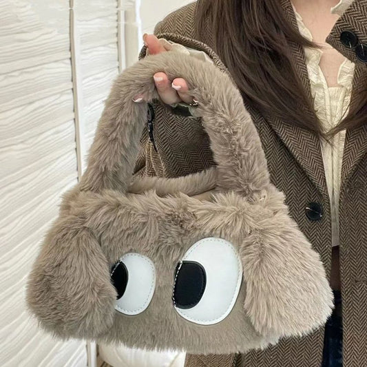 Women's Big Eye Puppy Winter Fur Cute Bags