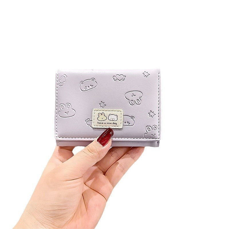 Korean Cartoon Cute Embossed Rabbit Bear Ladies Wallets