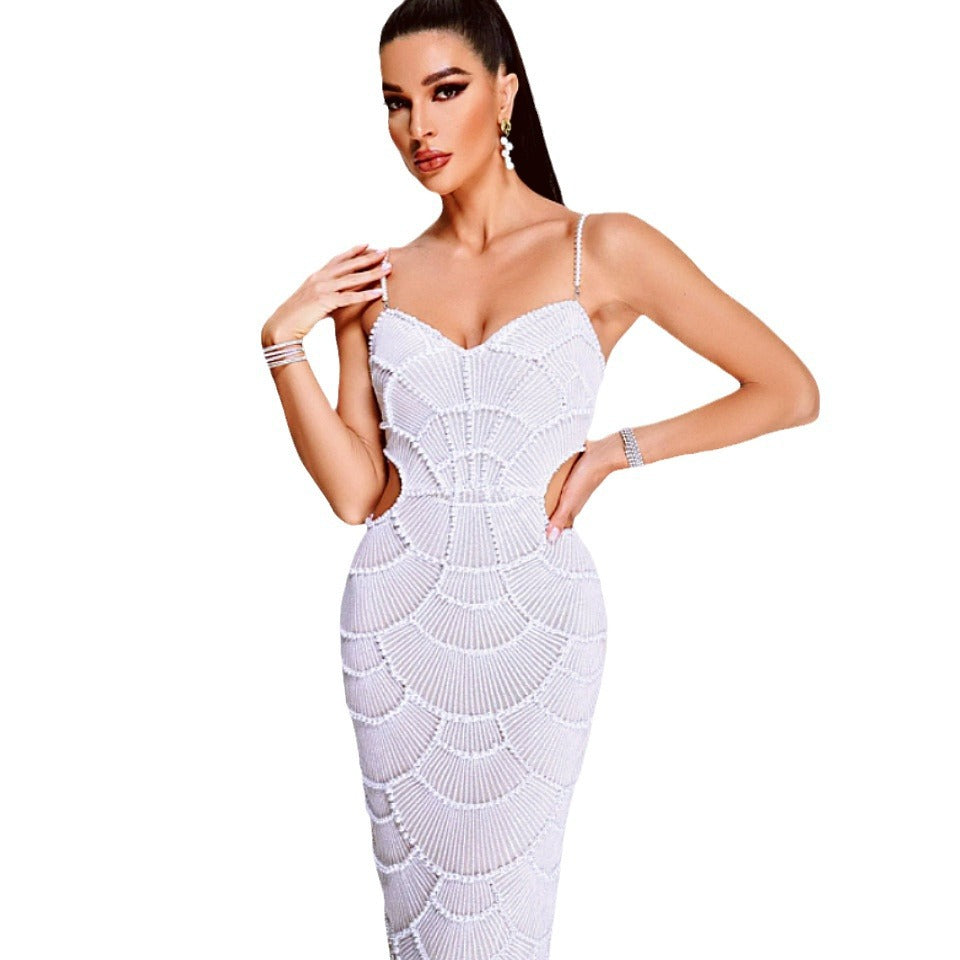 Exquisite Sequin Bead Cutout Sling Dress Dresses