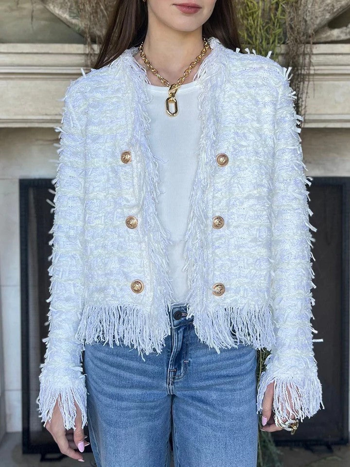 Stylish Elegant Style Tassel Metal Buckle Jackets