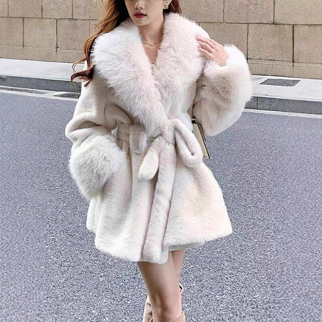 Women's Fur Faux Mid-length Big Collar Fashion Coats