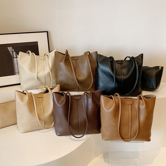 Women's Versatile Large Capacity Korean Style Retro Temperament Shoulder Bags