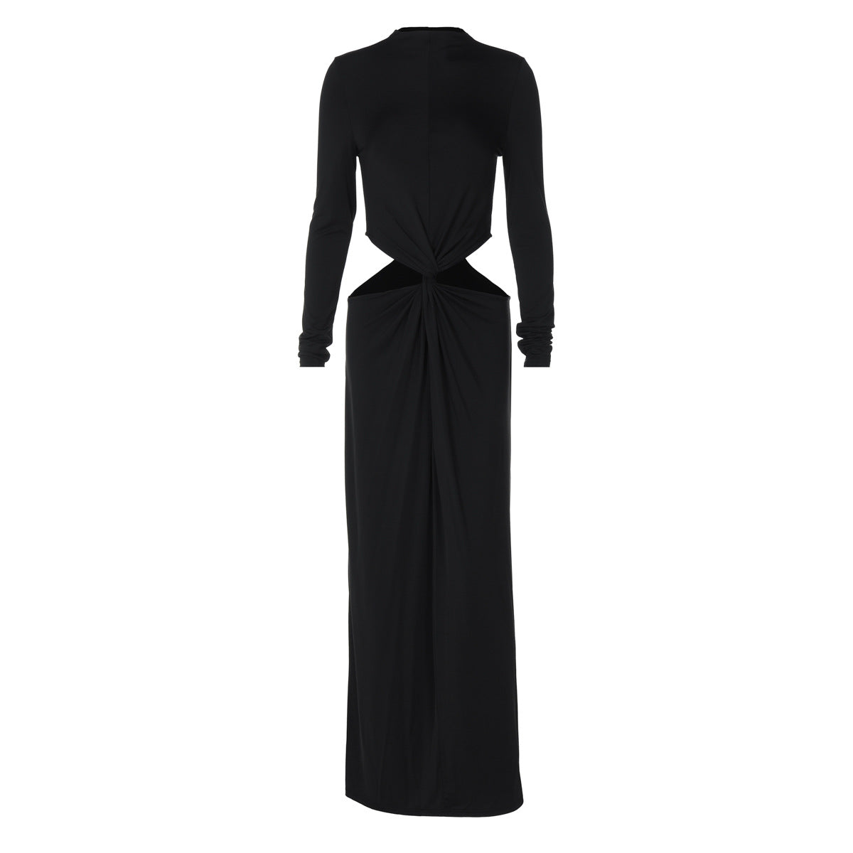 Women's Fashionable Fitted Long Sleeve Midriff Stitching Twist Design Dresses