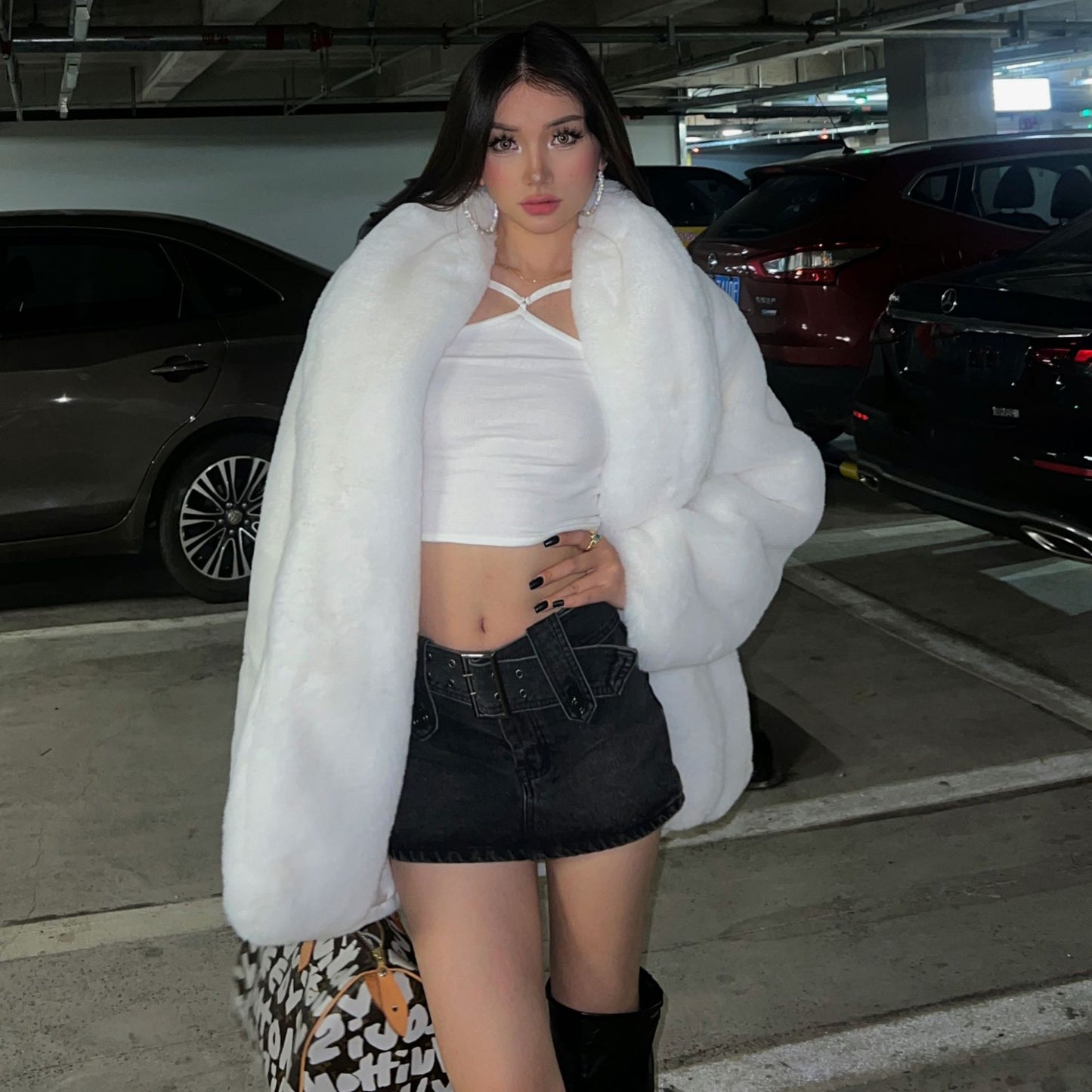 Thick Warm White Fur Scarf Collar Plush Imitation Coats