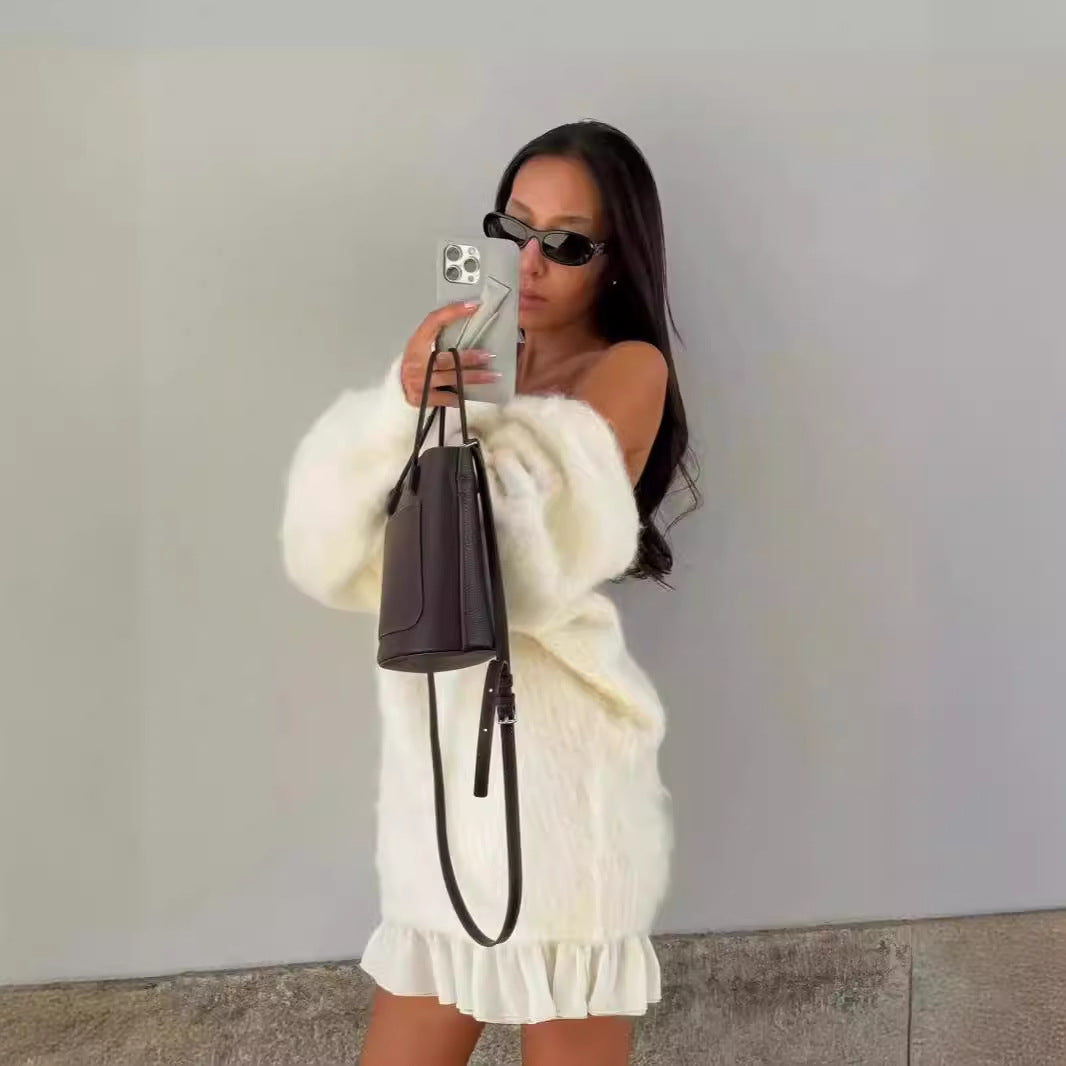 Women's Fashion Sweet Lazy Style Long Sleeve Backless Sweaters