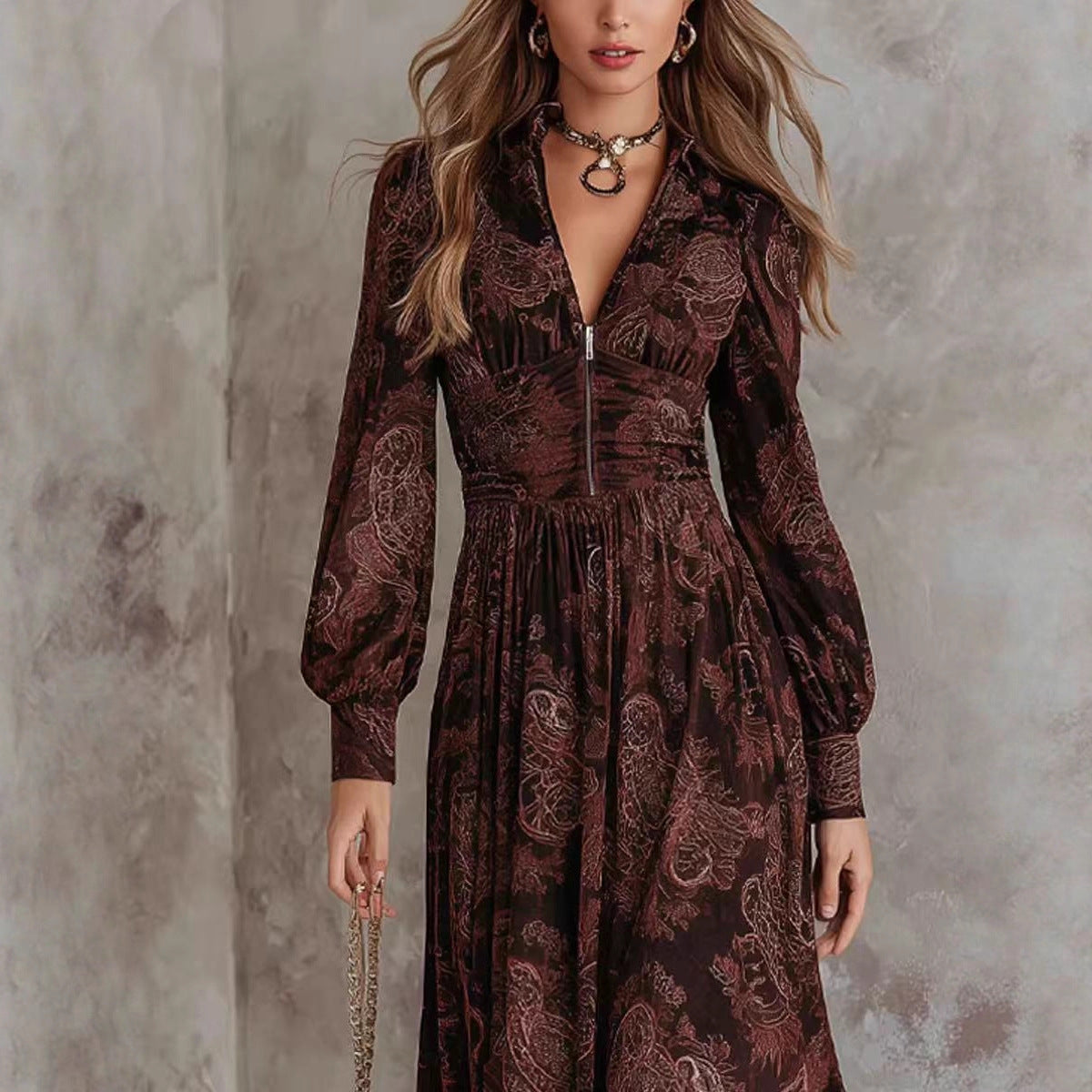 Temperament French Style Floral Elegant Long Dresses