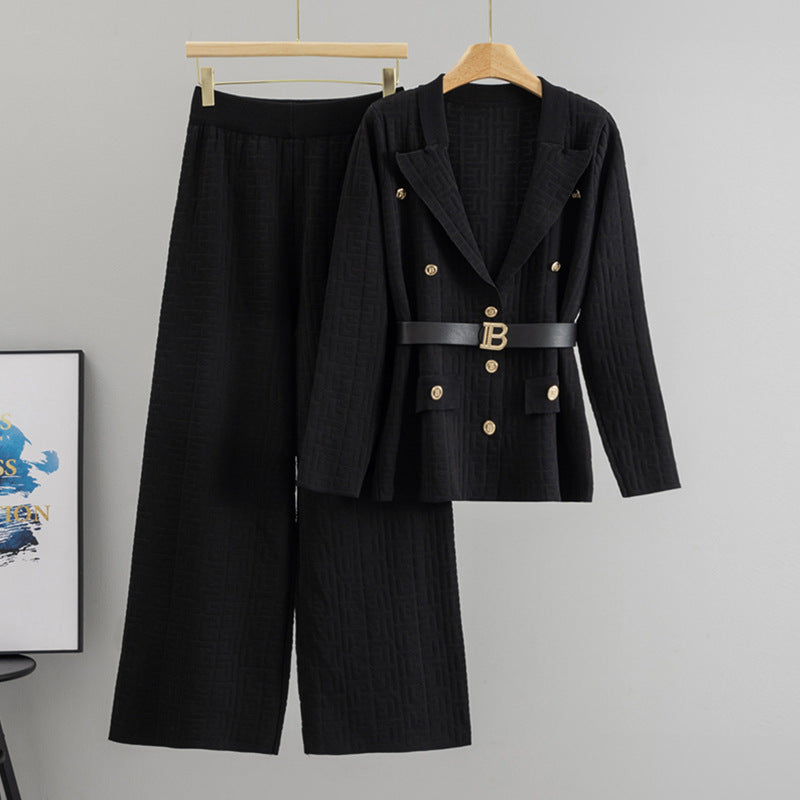 Women's Collar Knitting Graceful Fashionable Loose Two-piece Suits