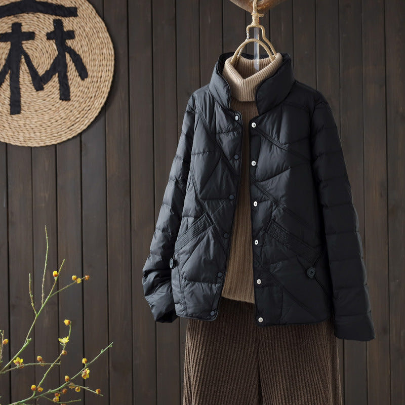 Women's Duck Down Chic Loose Thin Stand Jackets