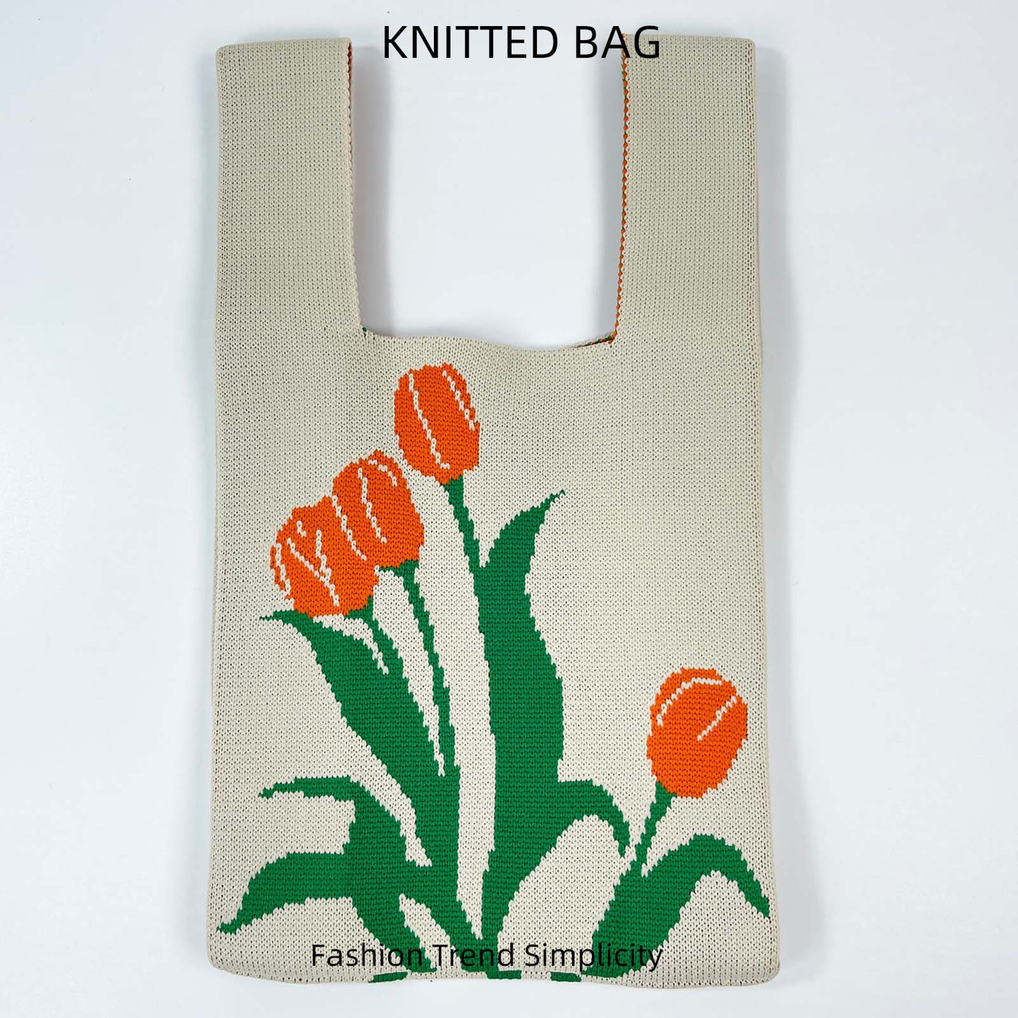 Women's Flower Knitted Large Capacity Totes Wrist Handbags