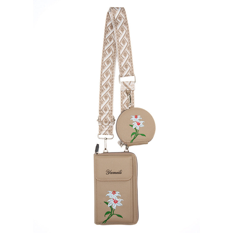 Women's Unique Large Capacity Embroidered Mobile Phone Bags