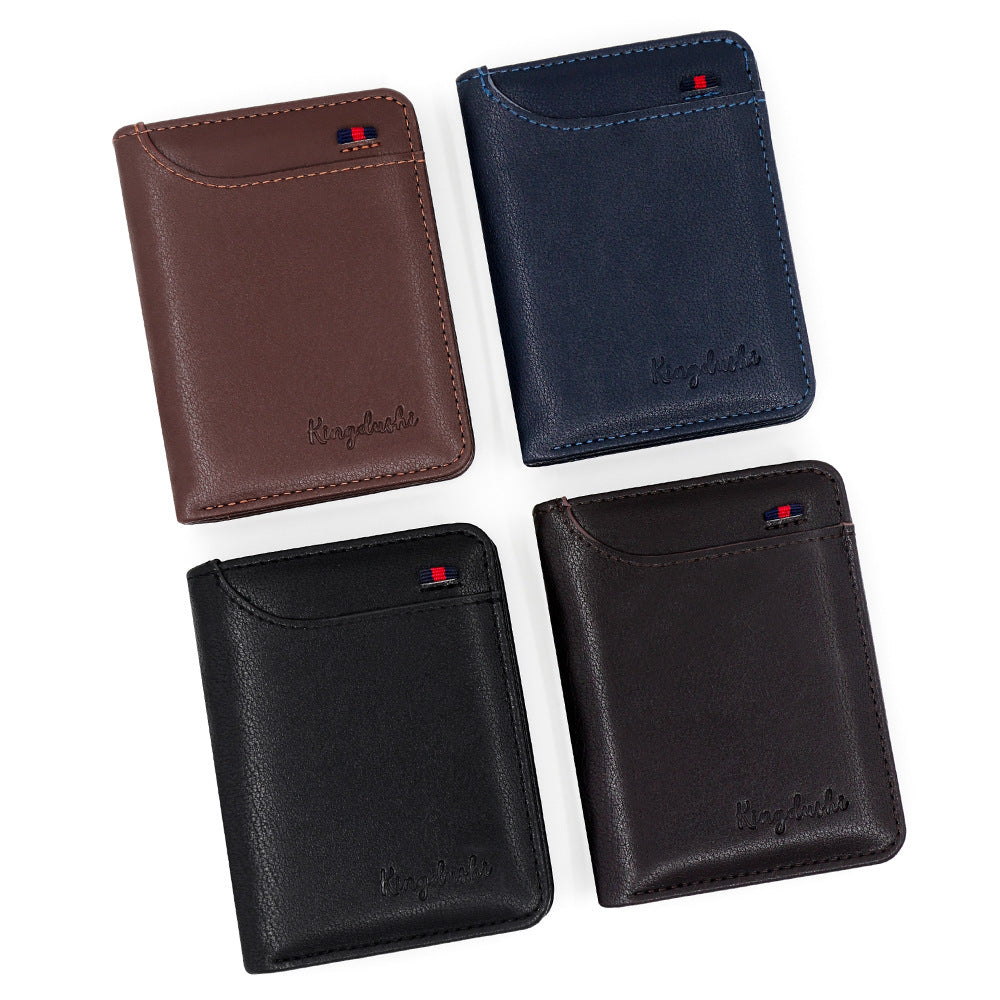 Men's Short Korean Retro Trifold Multiple Slots Card Holder