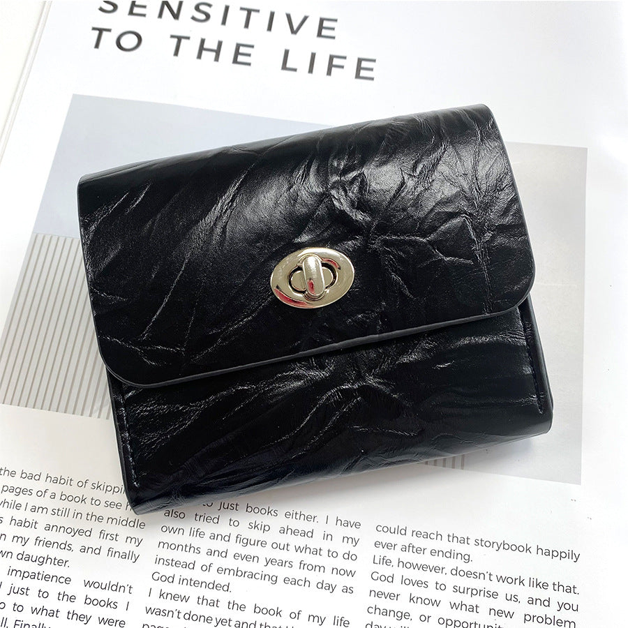 Women's Crack Flip High Sense Storage Simple Ladies Wallets