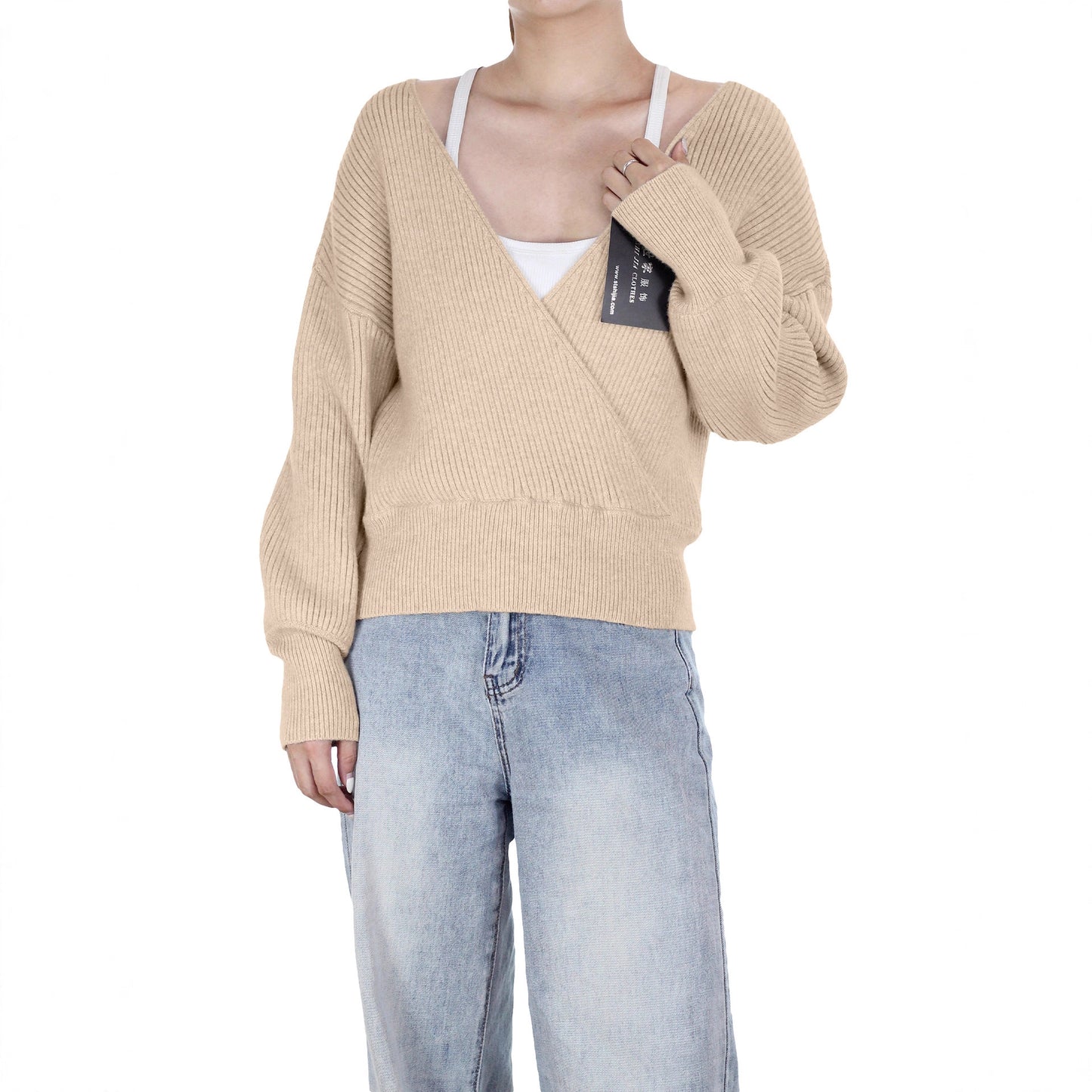 Women's Pullover Low-cut Sexy Idle Style Slim Knitwear