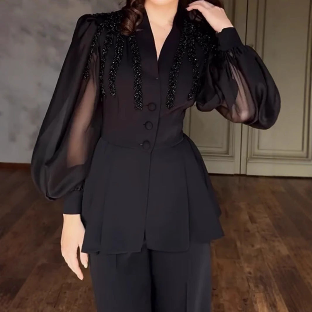Elegant Comfortable Temperament Sexy Rhinestone Two-piece Jumpsuits