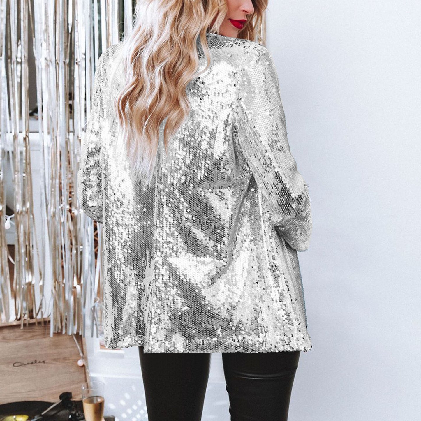 Women's Casual Sequin Sequined Long Sleeve Graceful Coats