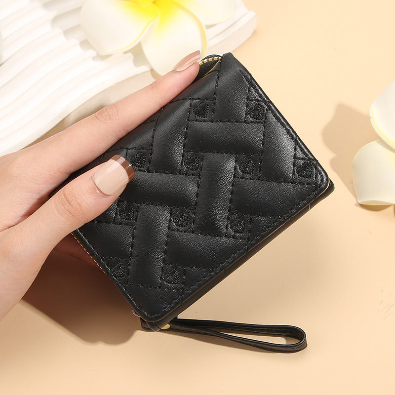 Women's Fashion Embroidery Love Tri Fold Multiple Ladies Wallets