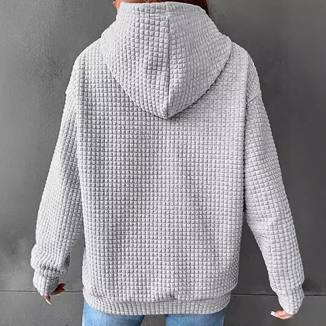 Women's Waffle Hooded Long-sleeved Halloween Printed Loose Sweaters