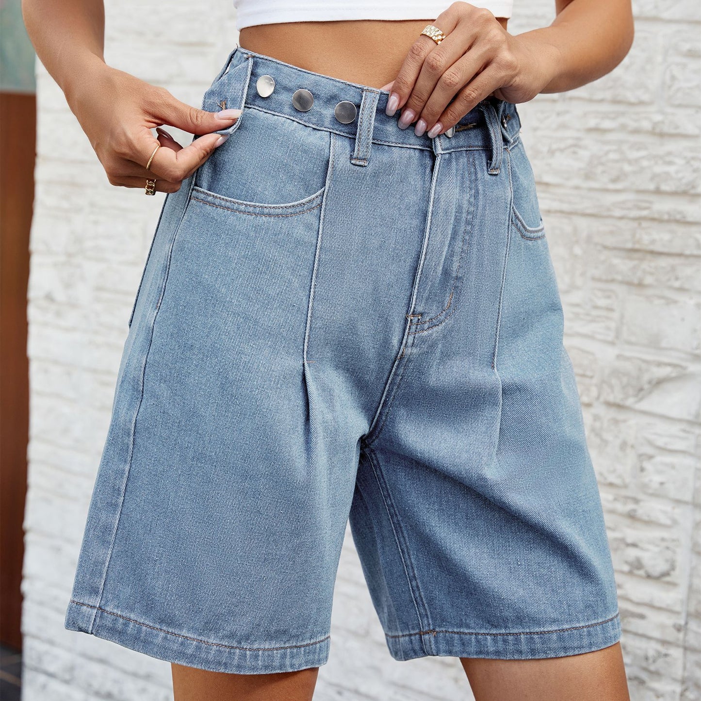Pretty Elegant Washed Waist Adjustable Denim Women's Jeans