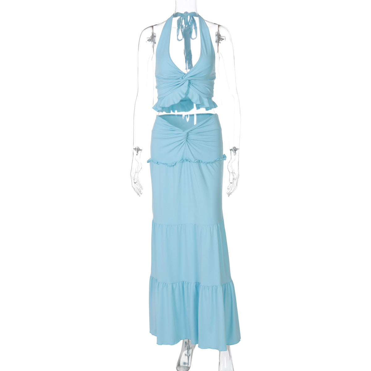 Women's Spring Sexy Wooden Ear Halter Spaghetti Straps Detail Suits