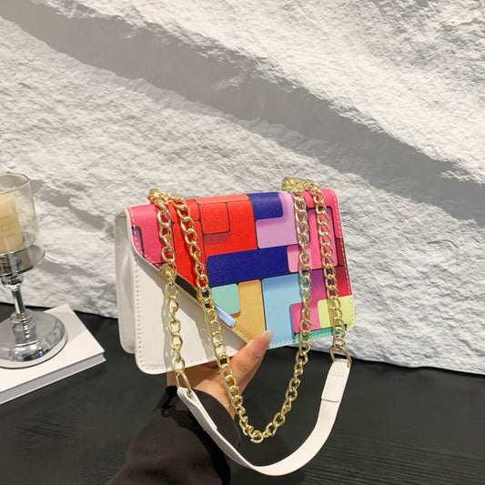 Women's Fashion Color Contrast Fresh Western Style Crossbody Bags